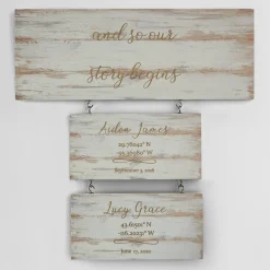 Our First Milestones Coordinates Wood Wall Art