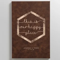 Our Happy Place Leather Wall Art