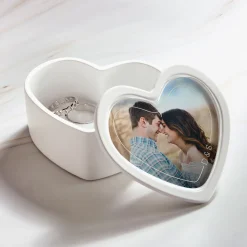 Our Initials Photo Heart Keepsake Box