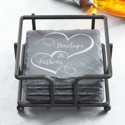 Our Love is True Slate Coasters