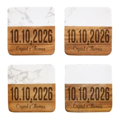 Our Perfect Day Marble Wood Coasters