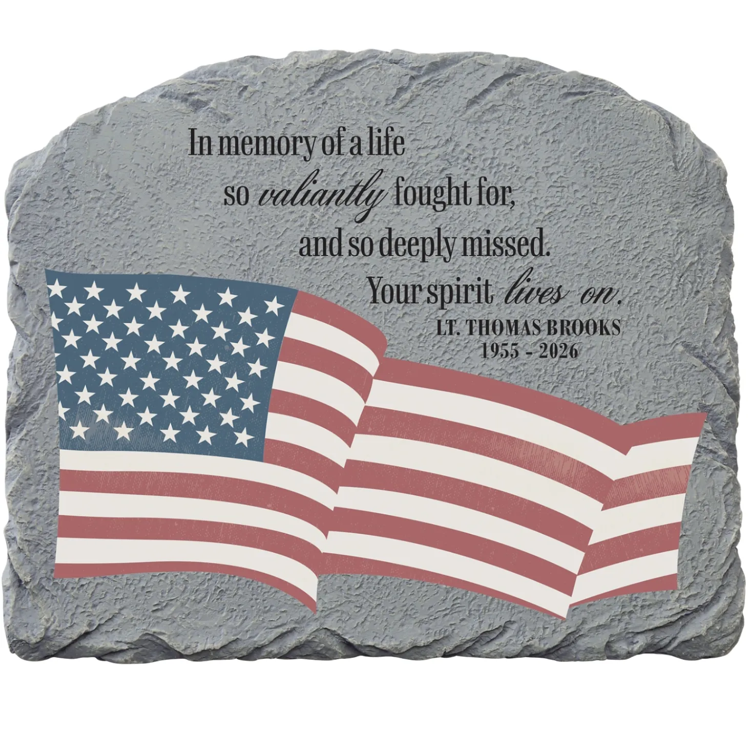 Our Valiant Hero Memorial Garden Stone