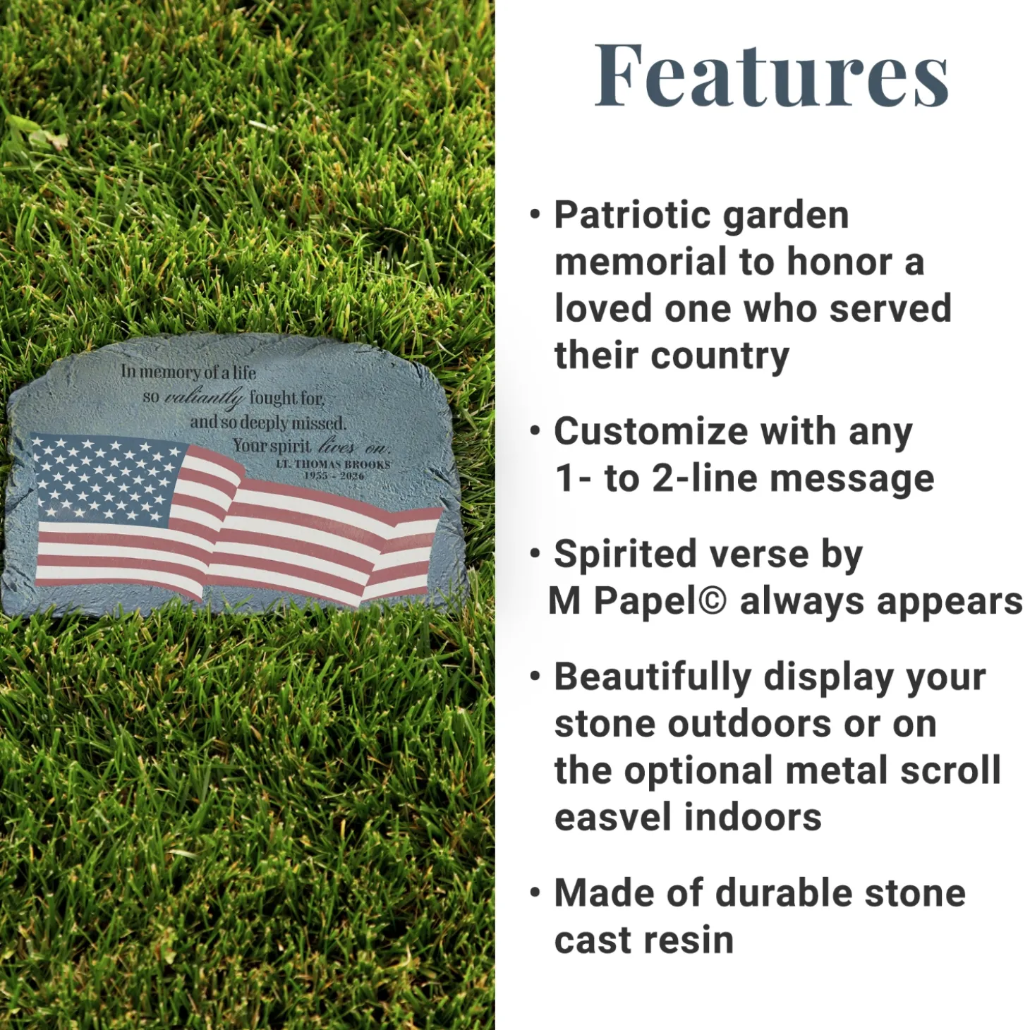Our Valiant Hero Memorial Garden Stone