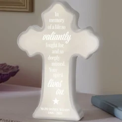 Our Valiant Hero Memorial Lighted Cross