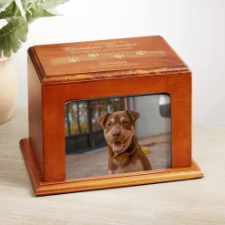 Over the Rainbow Bridge Wood Frame Pet Cremation Urn