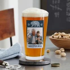 Papa Bear Photo Pint Beer Glasses