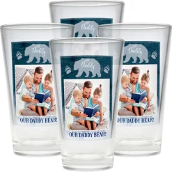 Papa Bear Photo Pint Beer Glasses