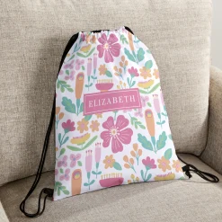Pastel Bloom Drawstring Bag