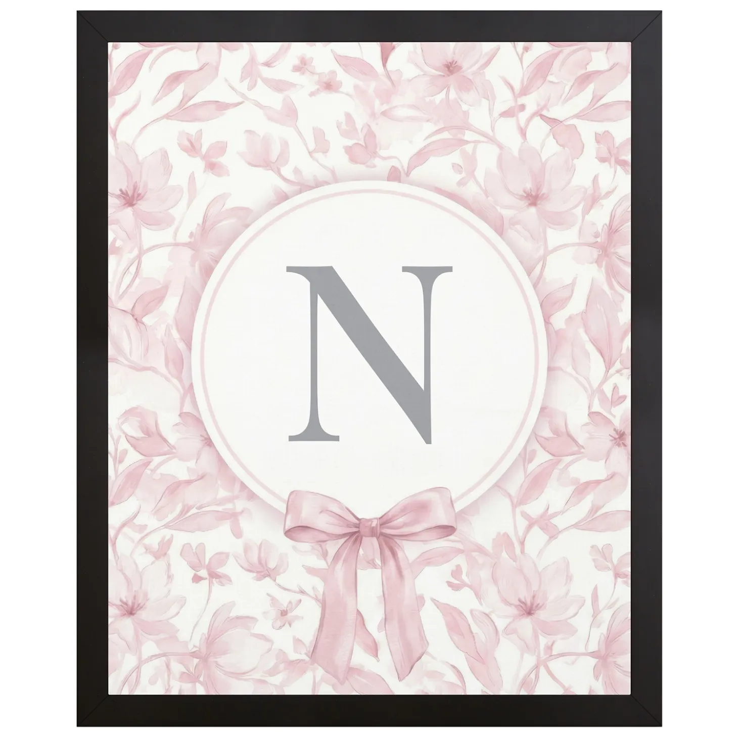 Pastel Floral Bows Monogram Canvas