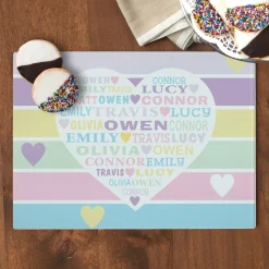 Pastel Heart Full of Love Glass Cutting Board