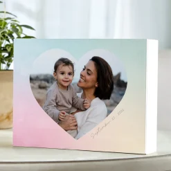Pastel Heart Photo Wood Block