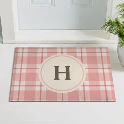 Pastel Plaid Initial Doormat