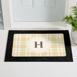 Pastel Plaid Initial Doormat