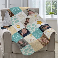 Patchwork Baby Memories Photo Quilted Blanket