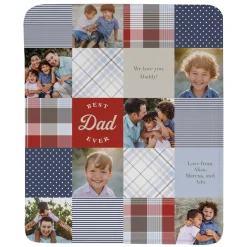 Patchwork Best Dad Memories Photo Plush Blanket