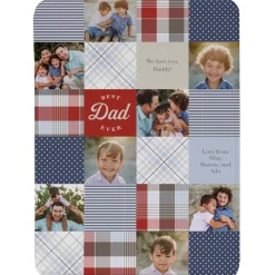 Patchwork Best Dad Memories Photo Plush Blanket
