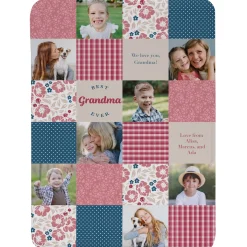 Patchwork Best Grandma Memories Photo Blanket