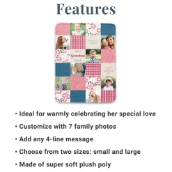 Patchwork Best Grandma Memories Photo Blanket