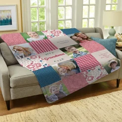 Patchwork Best Grandma Memories Photo Blanket