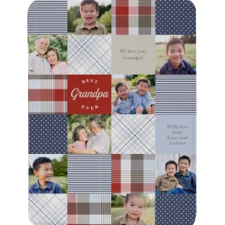 Patchwork Best Grandpa Memories Photo Blanket