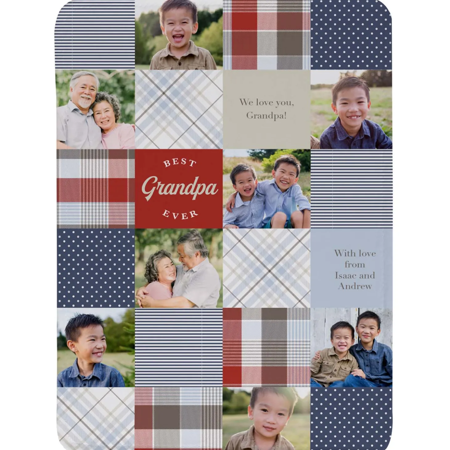 Patchwork Best Grandpa Memories Photo Blanket