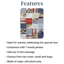 Patchwork Best Grandpa Memories Photo Blanket