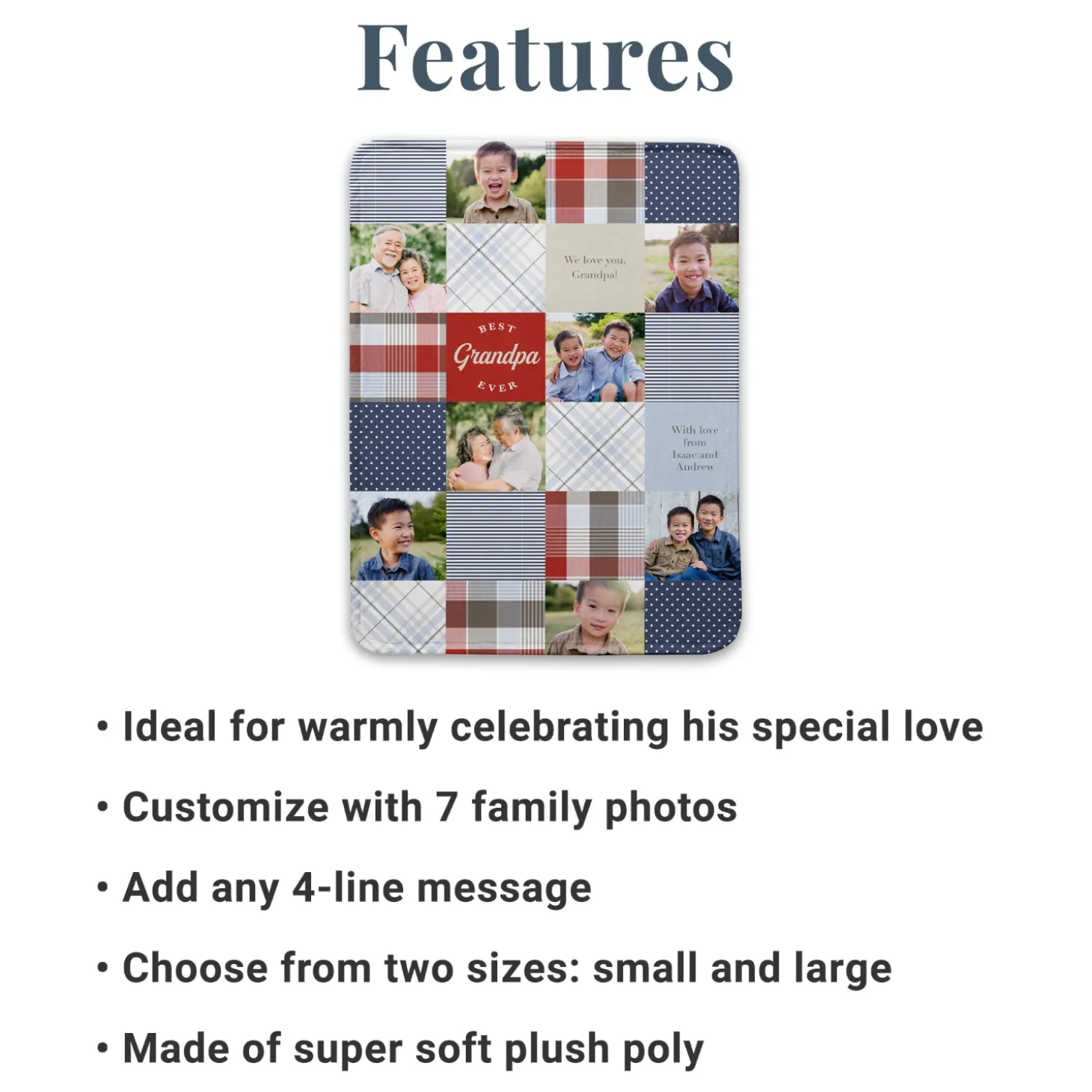 Patchwork Best Grandpa Memories Photo Blanket