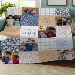 Patchwork Family Memories Photo Plush Blanket