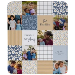 Patchwork Family Memories Photo Plush Blanket