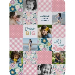 Patchwork Floral Memories Photo Plush Blanket