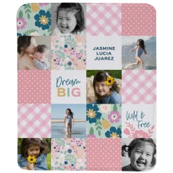 Patchwork Floral Memories Photo Plush Blanket