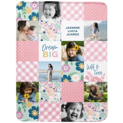 Patchwork Floral Memories Photo Plush Blanket