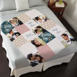 Patchwork Wedding Memories Photo Plush Blanket