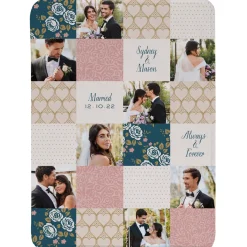 Patchwork Wedding Memories Photo Plush Blanket