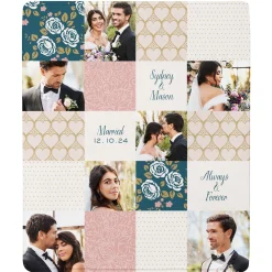 Patchwork Wedding Memories Photo Plush Blanket