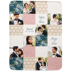 Patchwork Wedding Memories Photo Plush Blanket
