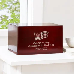 Patriotic Wood Cremation Urn