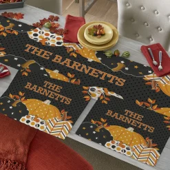 Pattern Pumpkin Table Runner & Placemats
