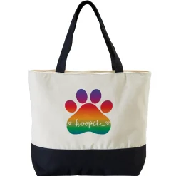 Paw Print Name Zippered Tote Bag