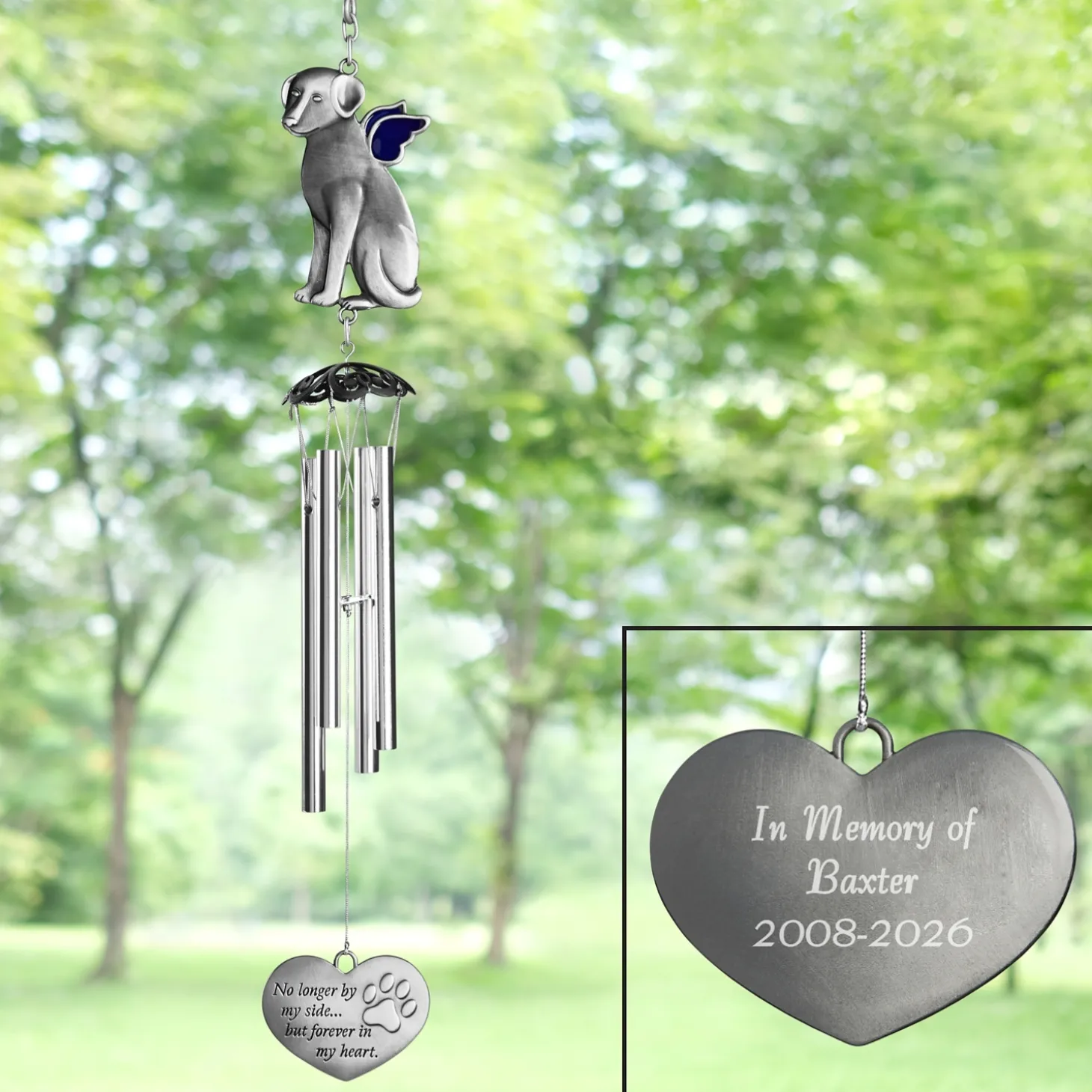 Paw Print On My Heart Dog Memorial 17.5 inch Wind Chime