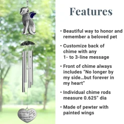 Paw Print On My Heart Dog Memorial 17.5 inch Wind Chime