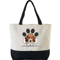 Paw Print Photo Zippered Tote Bag