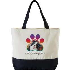 Paw Print Photo Zippered Tote Bag