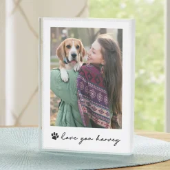Pawprint Signature Photo Memorial Glass Block