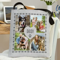 Pawprints on My Heart Pet Photo Tote