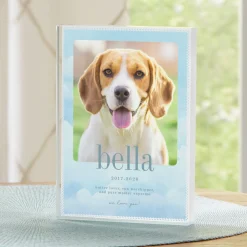 Peaceful Clouds Pet Photo Glass Block