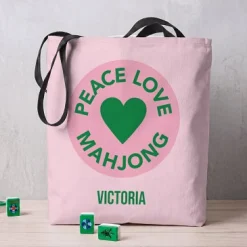 Peace Love Mahjong Tote Bag