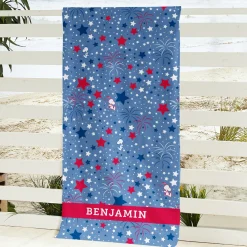 PEANUTS® Americana Starry Fireworks Pattern Beach Towel