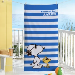 PEANUTS® Cool Blue Stripes Beach Towel