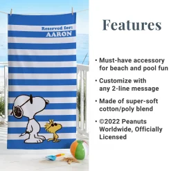 PEANUTS® Cool Blue Stripes Beach Towel